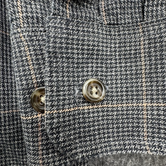 Viyella Wool Cotton Blend Flannel Sport Shirt Men 2XL XXL Plaid Check Gray Black - Picture 11 of 16